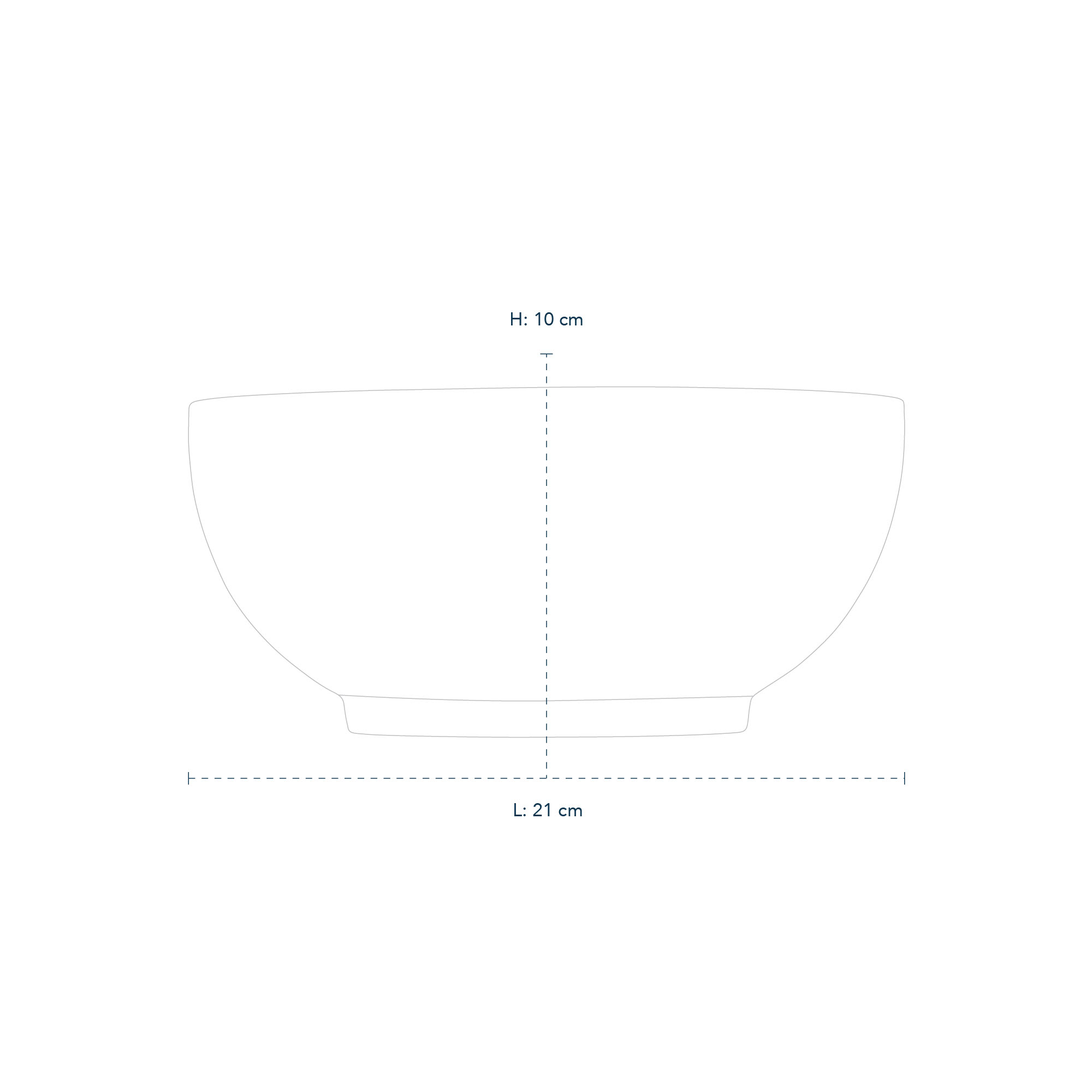 1016766 blue fluted plain bowl 180cl line drawing